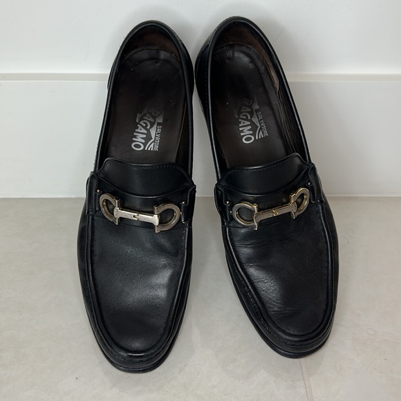 Salvatore Ferragamo Gancini-Bit Leather Loafers Black Men’s 8.5 - Picture 2 of 7